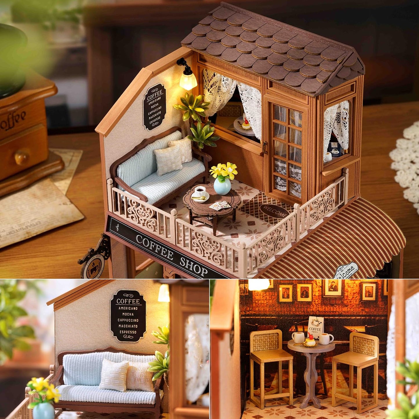 TuKIIE DIY Miniature House Kit 1:24 Scale – Wooden Dollhouse with Furniture, Dust Cover & Music Movement