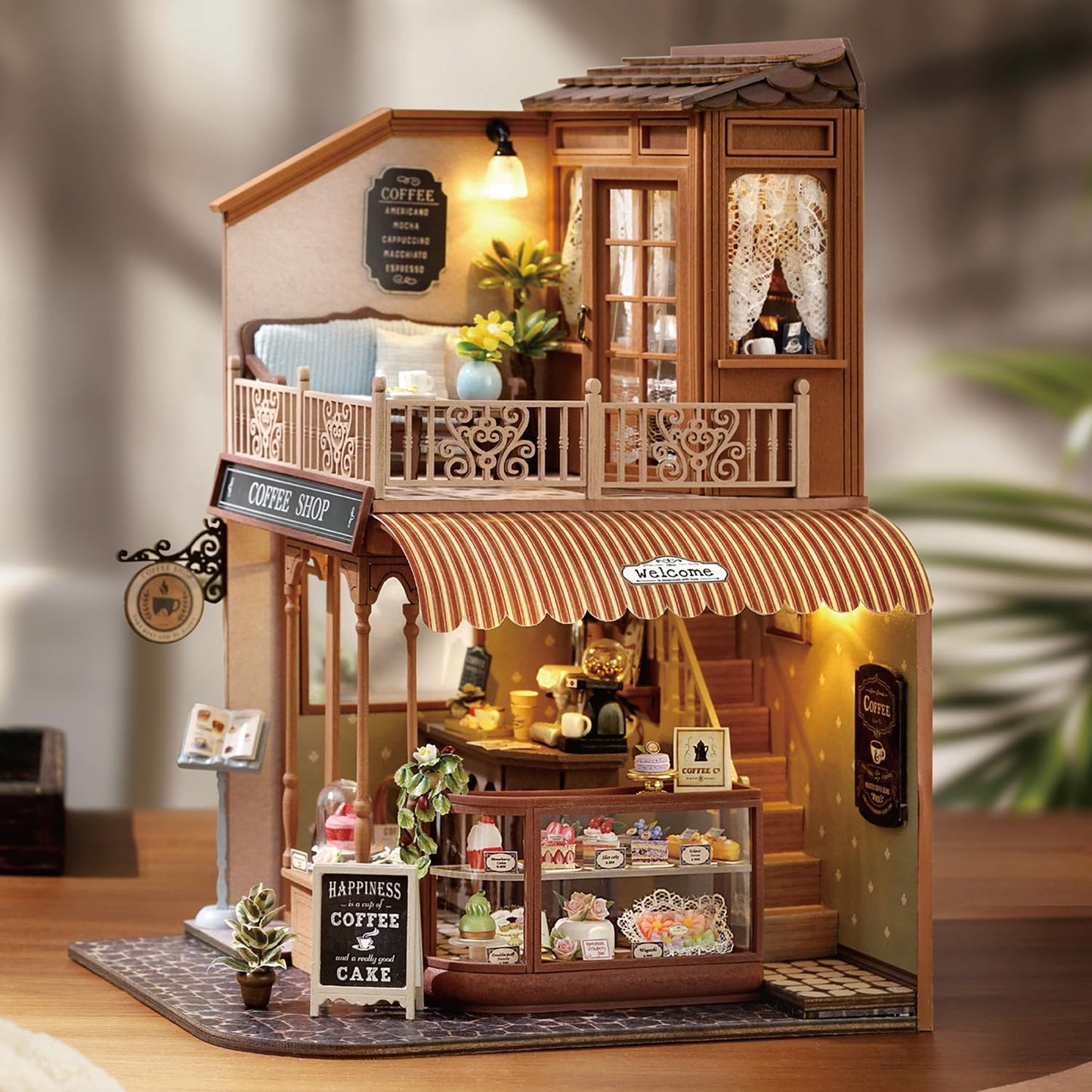 TuKIIE DIY Miniature House Kit 1:24 Scale – Wooden Dollhouse with Furniture, Dust Cover & Music Movement
