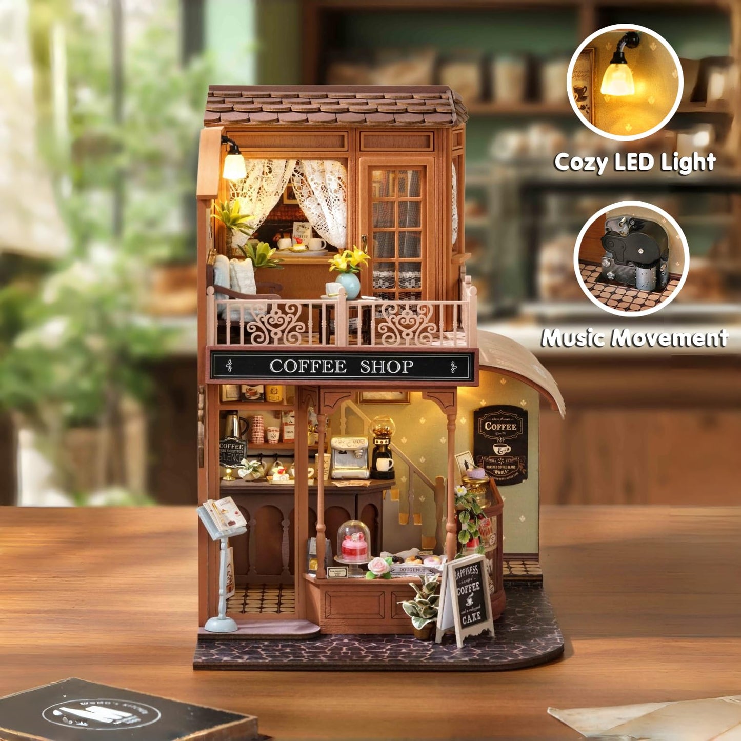 TuKIIE DIY Miniature House Kit 1:24 Scale – Wooden Dollhouse with Furniture, Dust Cover & Music Movement