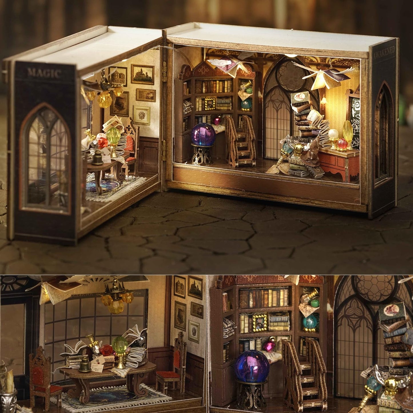 TuKIIE DIY Miniature Dollhouse Kit with Furniture – 1:32 Open & Closed Magic Room Nook
