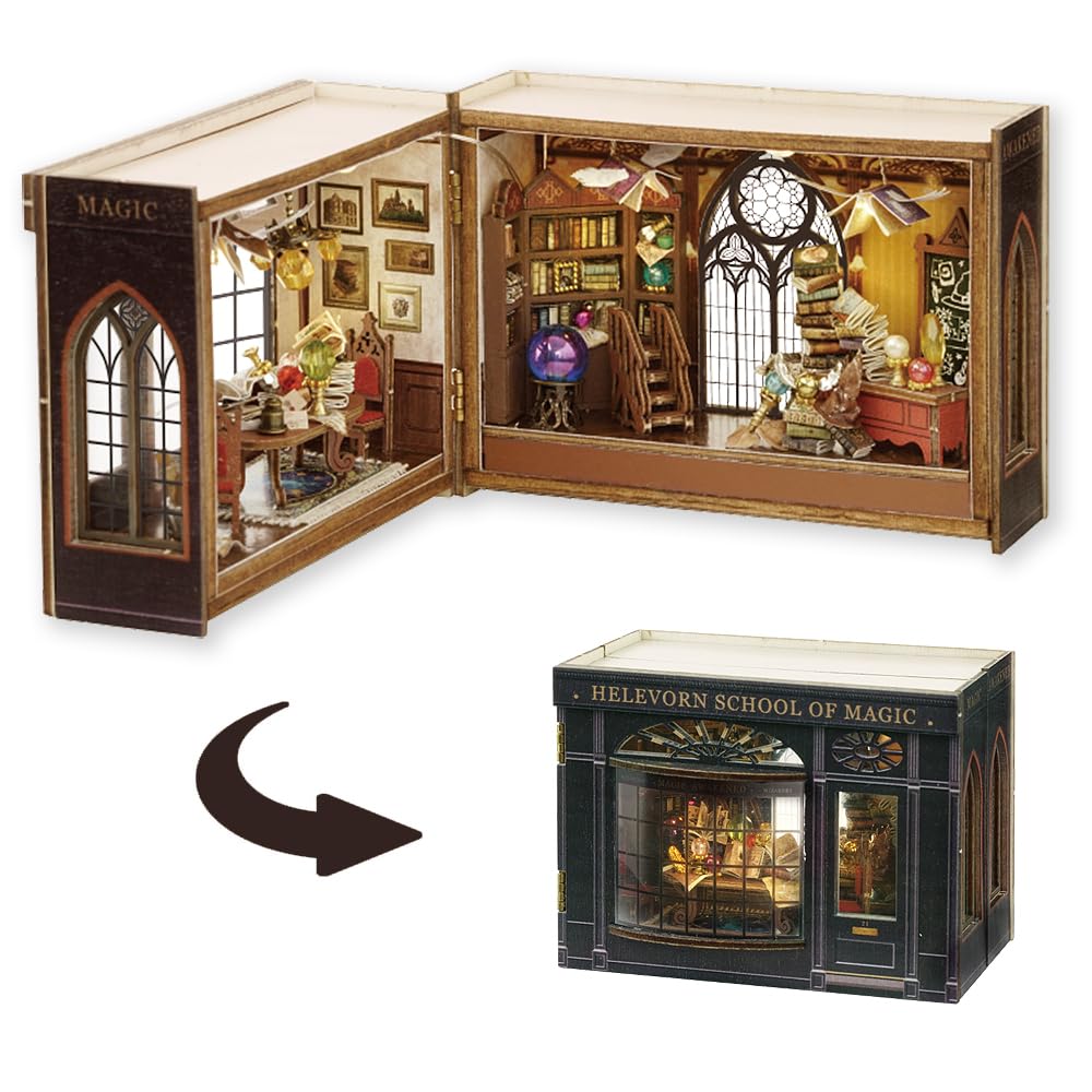 TuKIIE DIY Miniature Dollhouse Kit with Furniture – 1:32 Open & Closed Magic Room Nook
