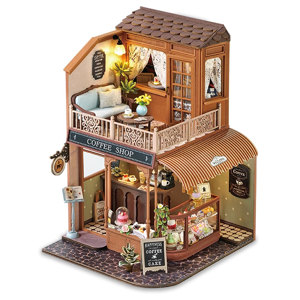 TuKIIE DIY Miniature House Kit 1:24 Scale – Wooden Dollhouse with Furniture, Dust Cover & Music Movement