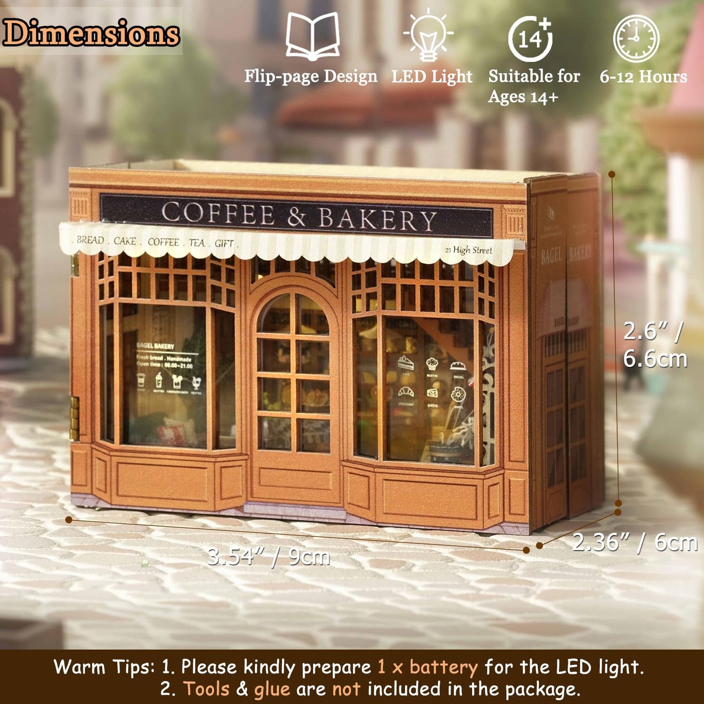 TuKIIE DIY Miniature Dollhouse Kit 1:32 – Opened & Closed Cube, Bagel Time