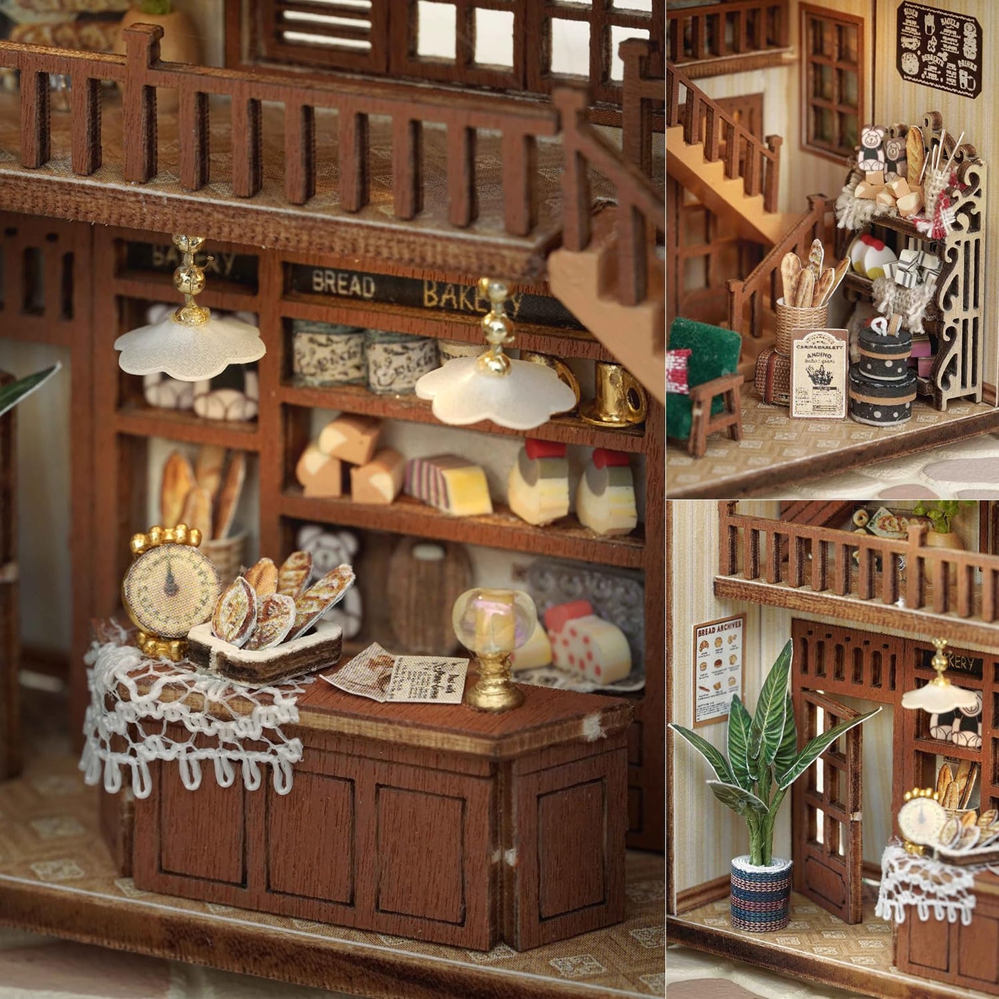 TuKIIE DIY Miniature Dollhouse Kit 1:32 – Opened & Closed Cube, Bagel Time