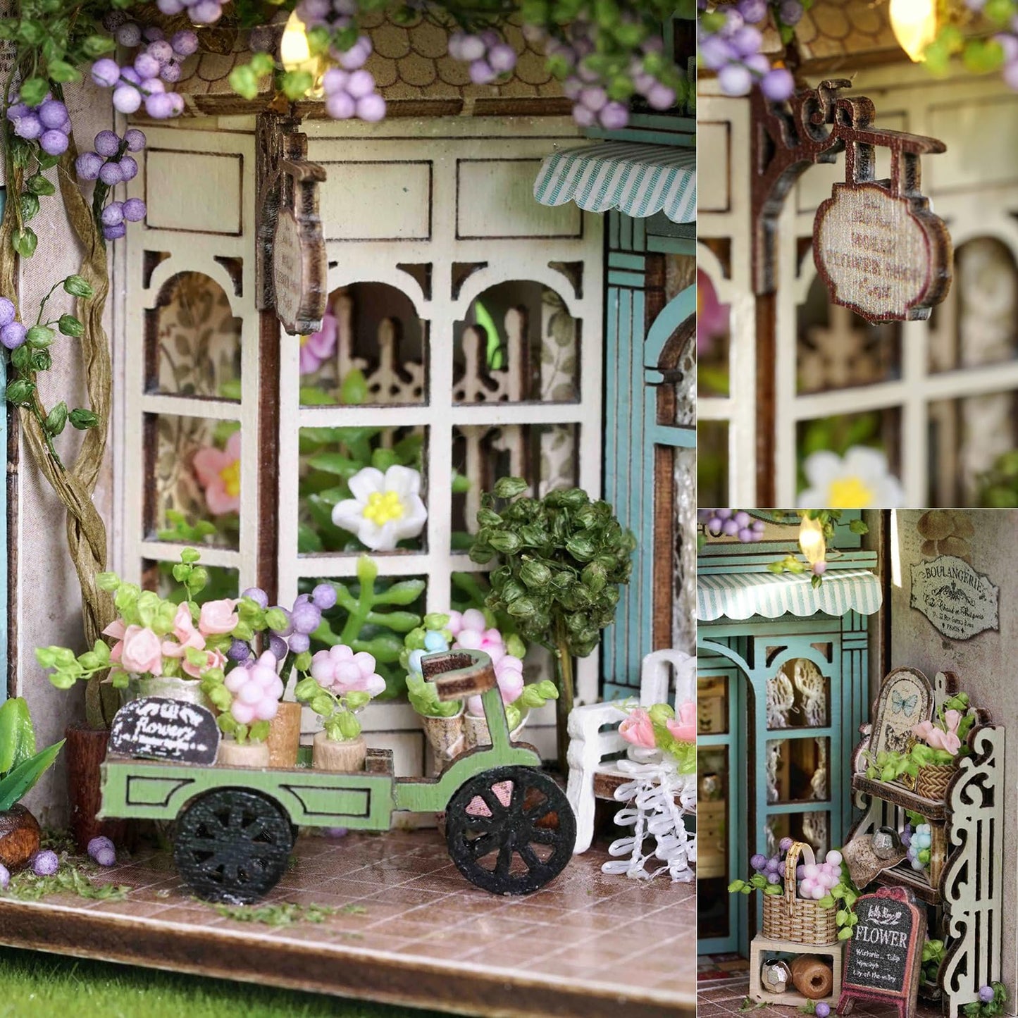 TuKIIE DIY Miniature Dollhouse Kit 1:32 Scale – Opened & Closed Mini Cube, Molly Garden
