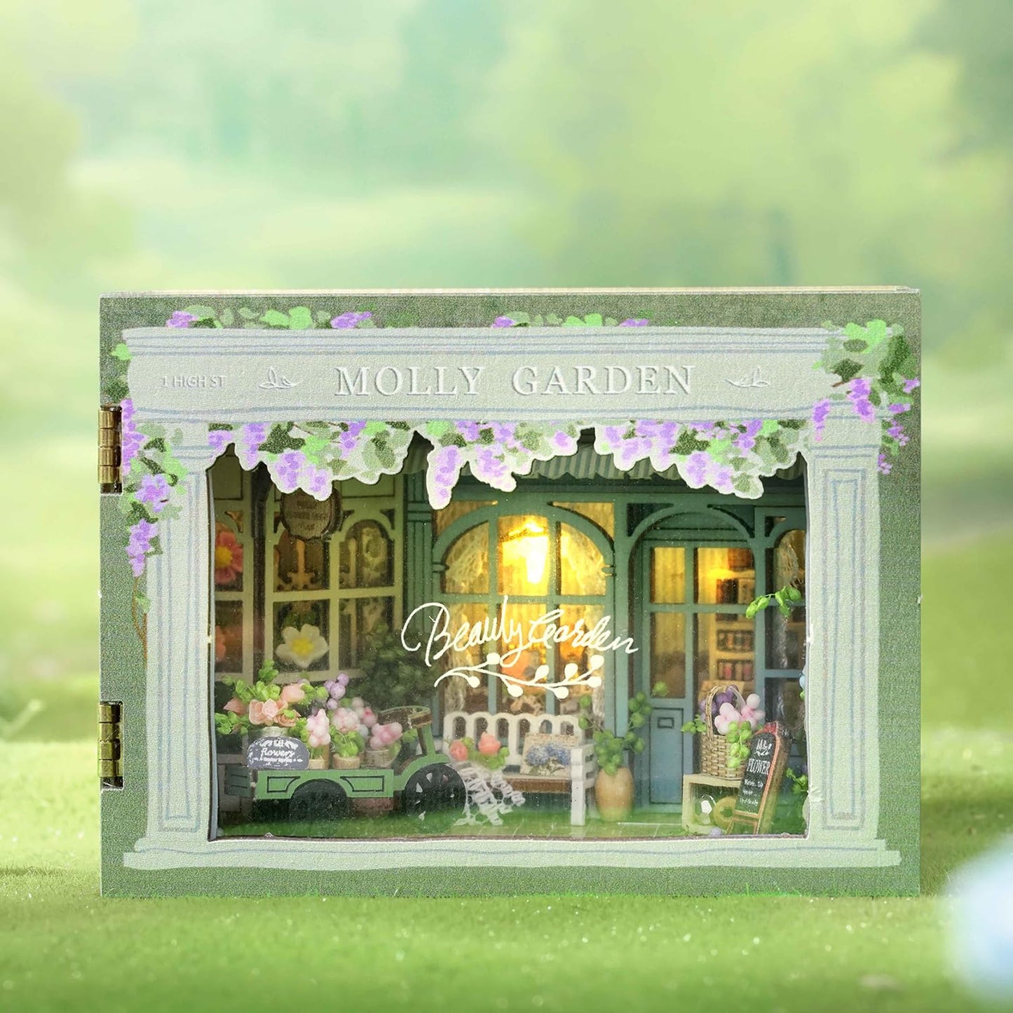 TuKIIE DIY Miniature Dollhouse Kit 1:32 Scale – Opened & Closed Mini Cube, Molly Garden