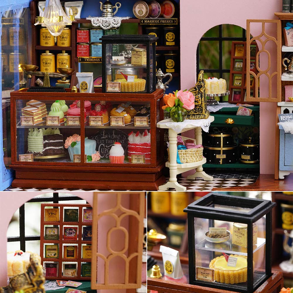TuKIIE DIY Miniature Dollhouse Furniture Kit 1:24 Scale — Rose Garden Tea House