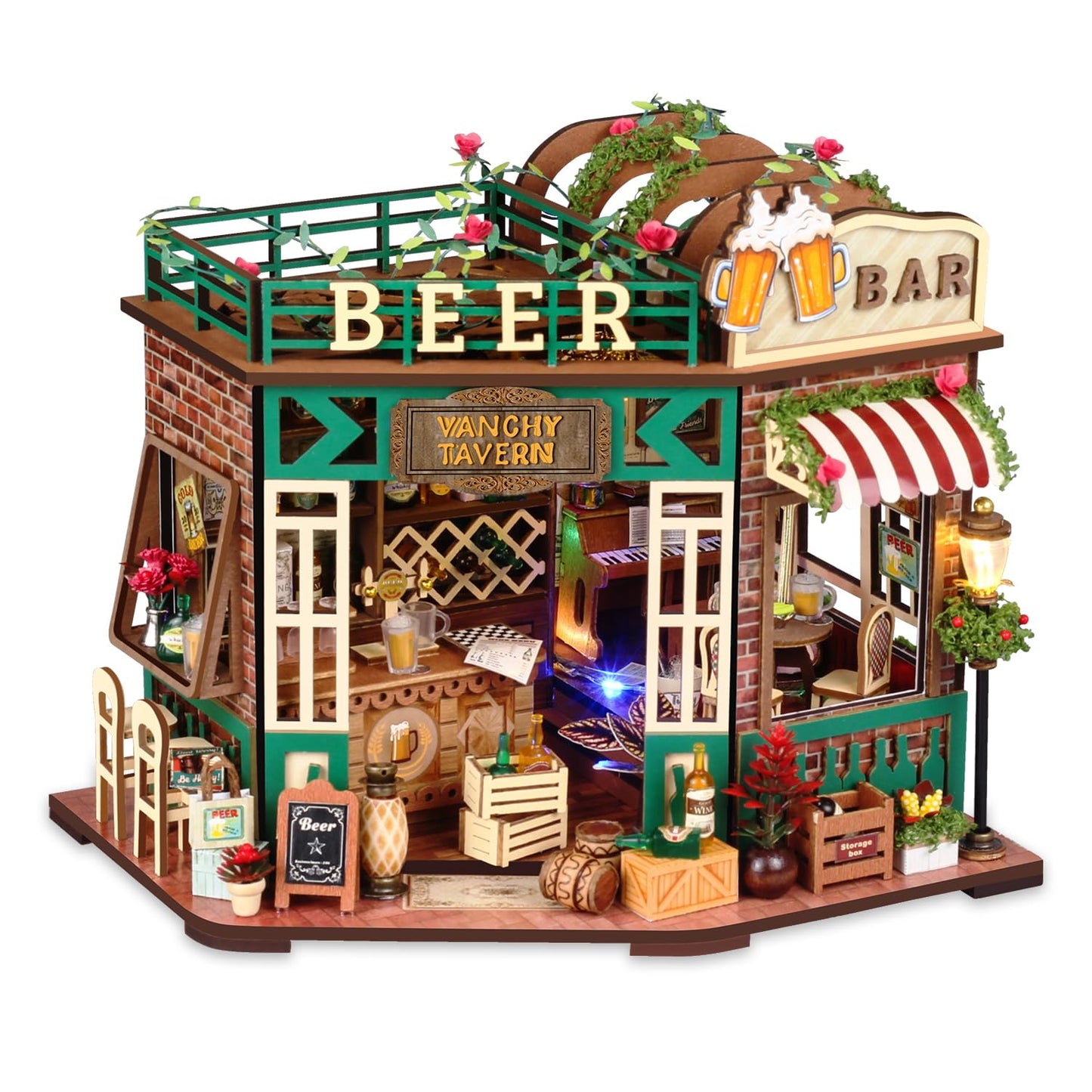 TuKIIE DIY Miniature House Kit 1:24 – Beer Bar with Furniture & Lighting