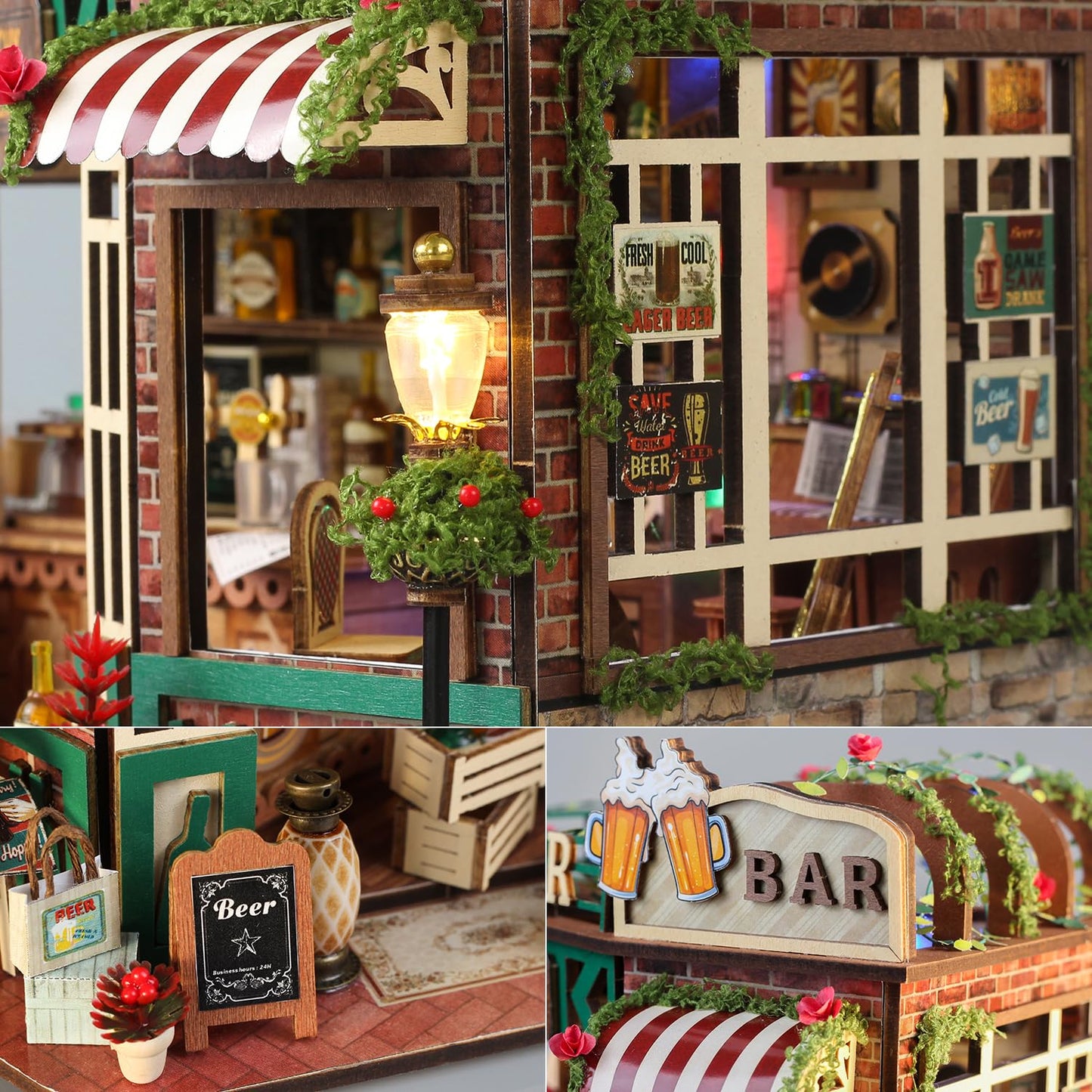 TuKIIE DIY Miniature House Kit 1:24 – Beer Bar with Furniture & Lighting