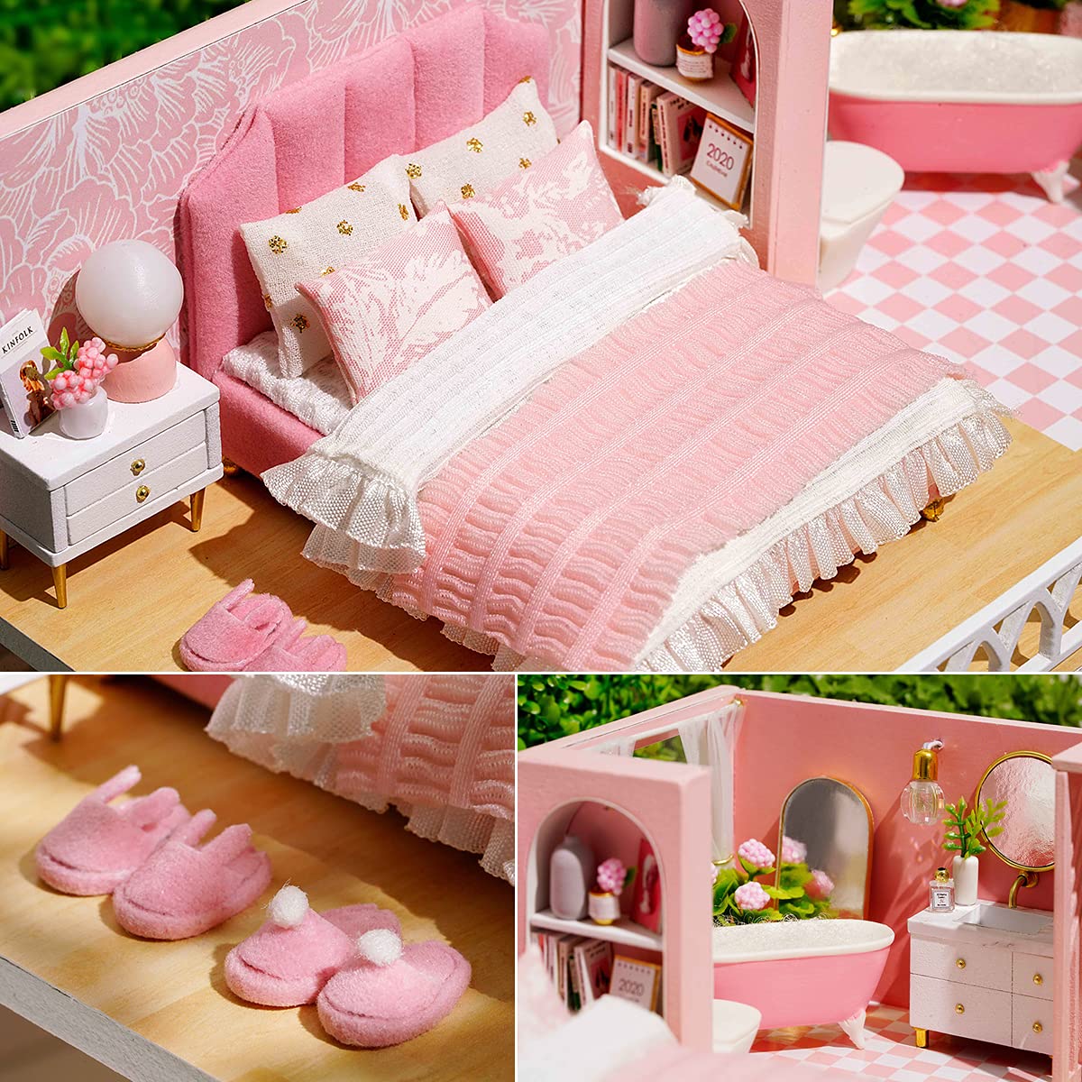 TuKIIE DIY Miniature Dollhouse Kit 1:24 Scale with Furniture, Dust-Proof Cover & Music Movement