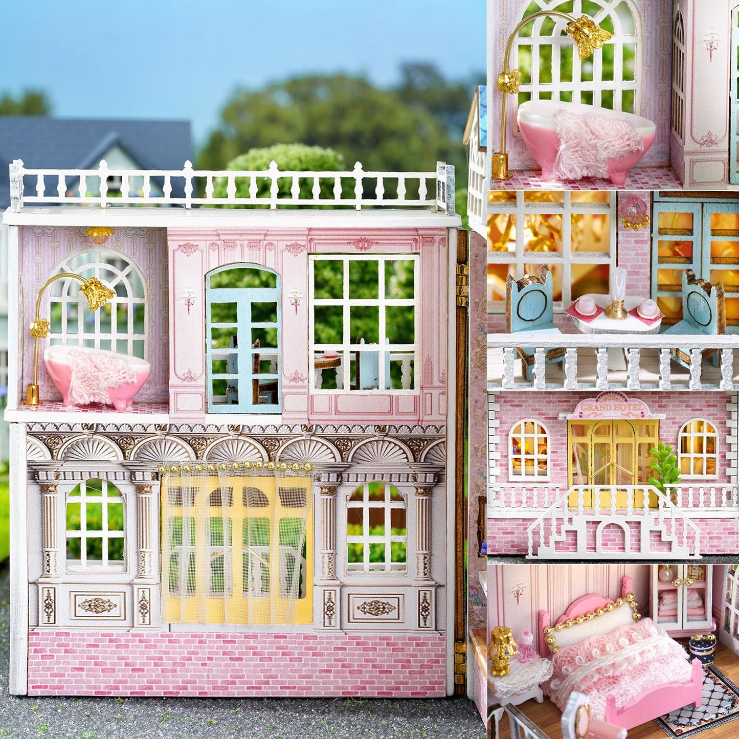 TuKIIE DIY Miniature Dollhouse Kit – 1:32 Scale with Furniture, Opened & Closed Romantic Castle