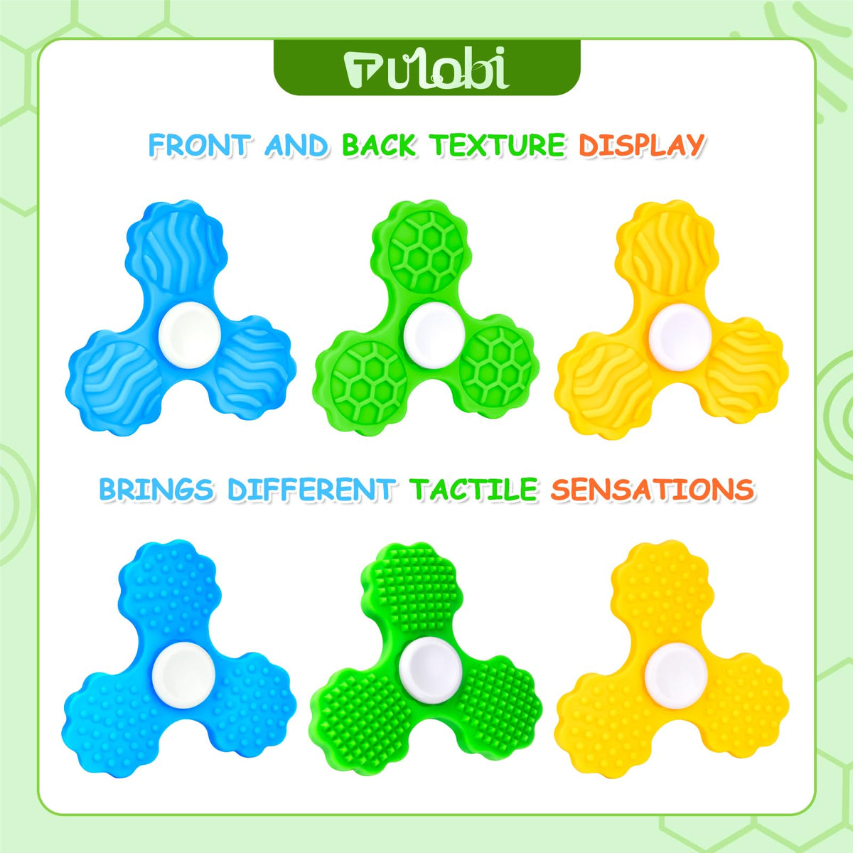 TULOBI Fidget Spinners with Textured Sensory Stones – Calming Kids Fidget Toys Set 1
