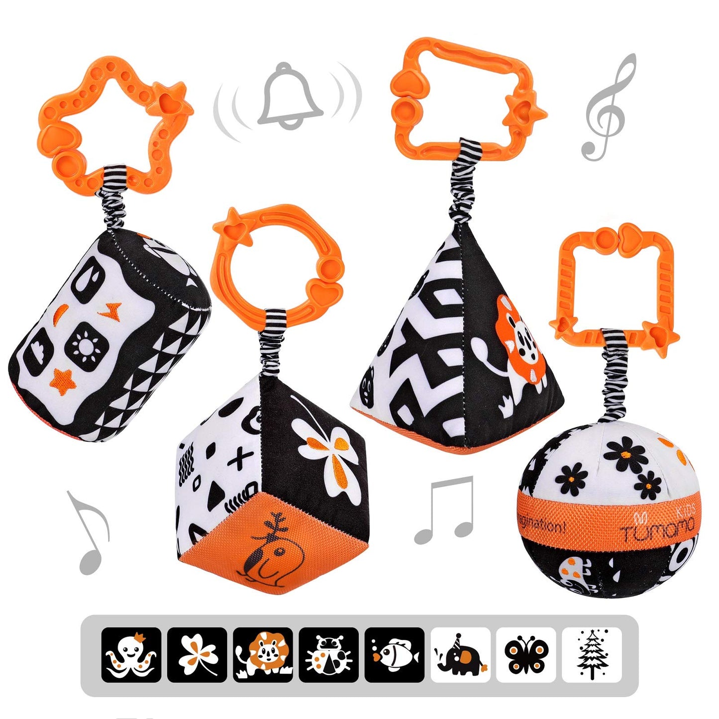 TUMAMA High Contrast Shapes Sets – 4 Pack Black & White Baby Toys