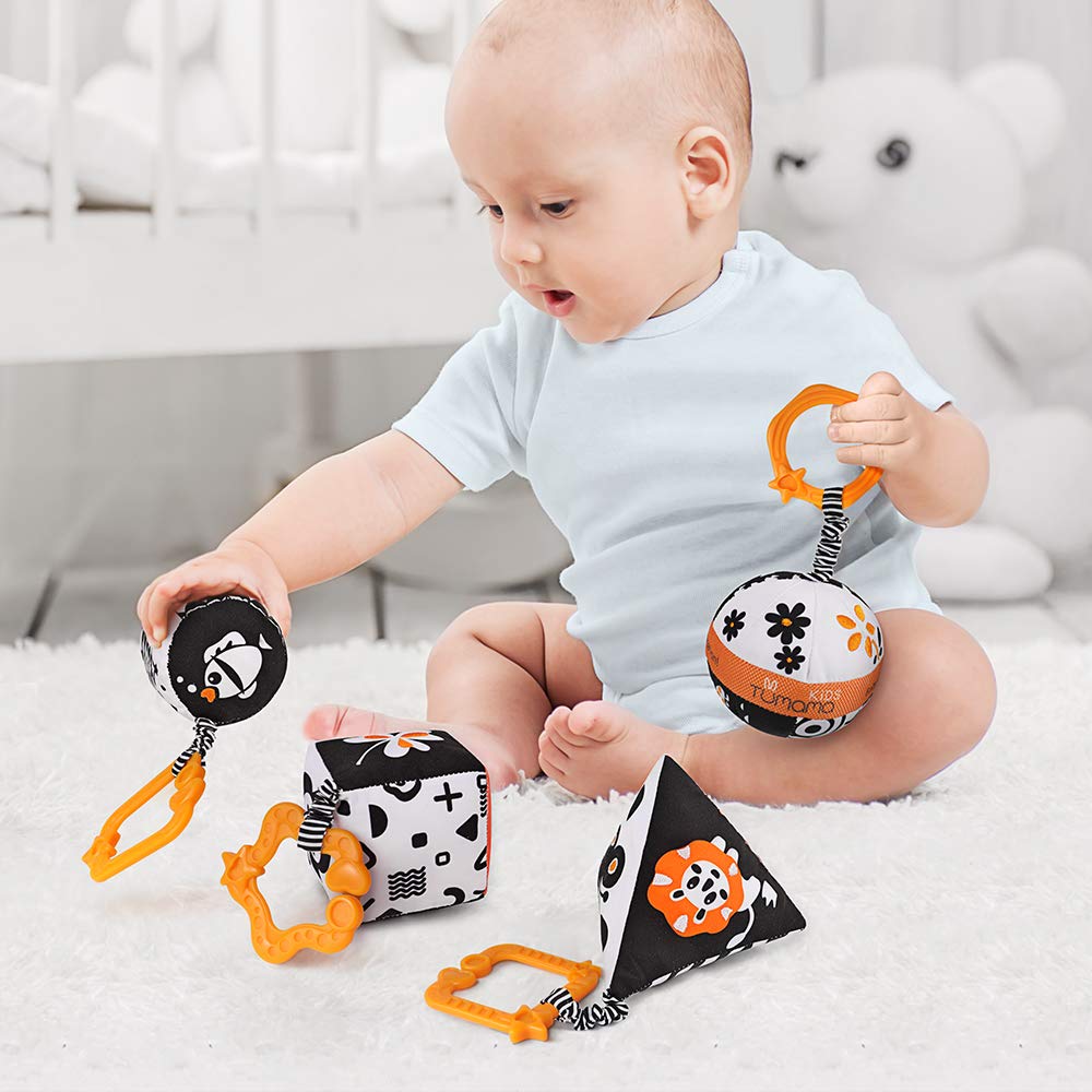 TUMAMA High Contrast Shapes Sets – 4 Pack Black & White Baby Toys