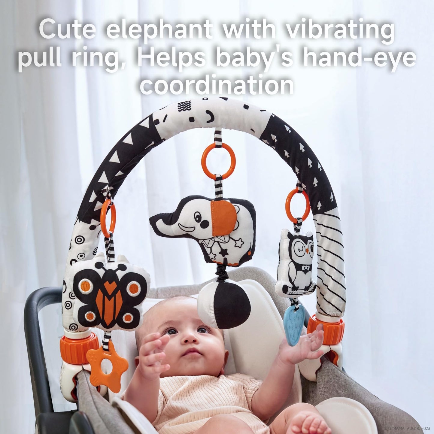 TUMAMA KIDS Baby Car Seat Toys 0-6 Months – Stroller Arch Rattle Set