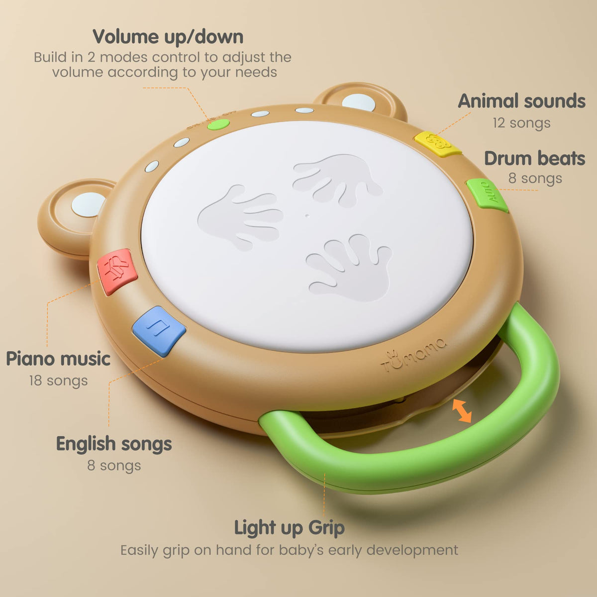TUMAMA KIDS Baby Musical Toy – Electronic Drum Set with Light & Sound for Early Learning