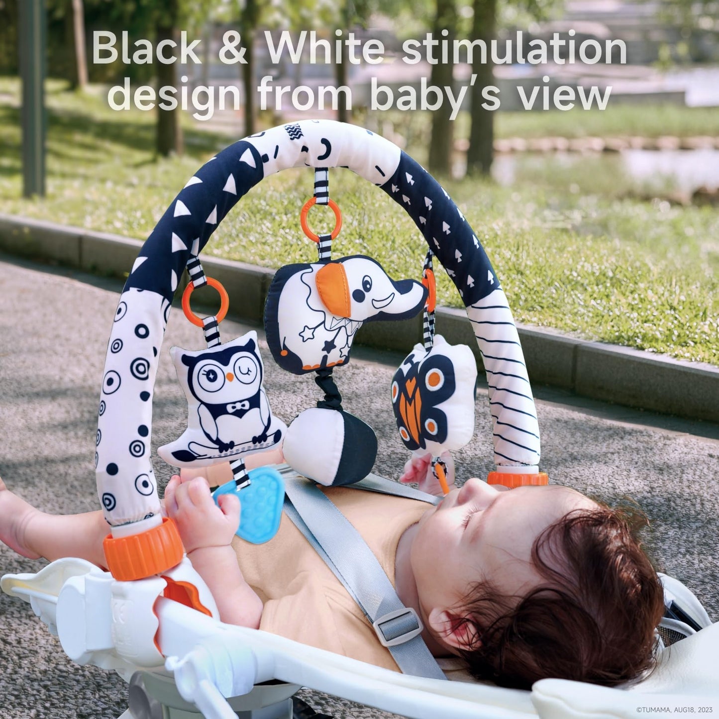 TUMAMA KIDS Baby Car Seat Toys 0-6 Months – Stroller Arch Rattle Set