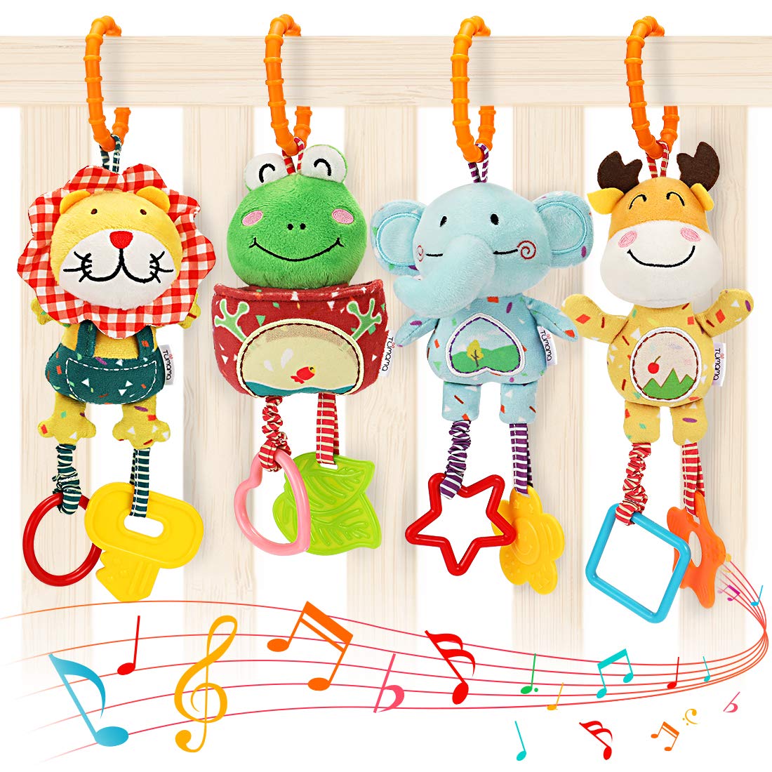 TUMAMA KIDS Baby Toys for 0–12 Months | 4-Pack Plush Handbells & Rattles