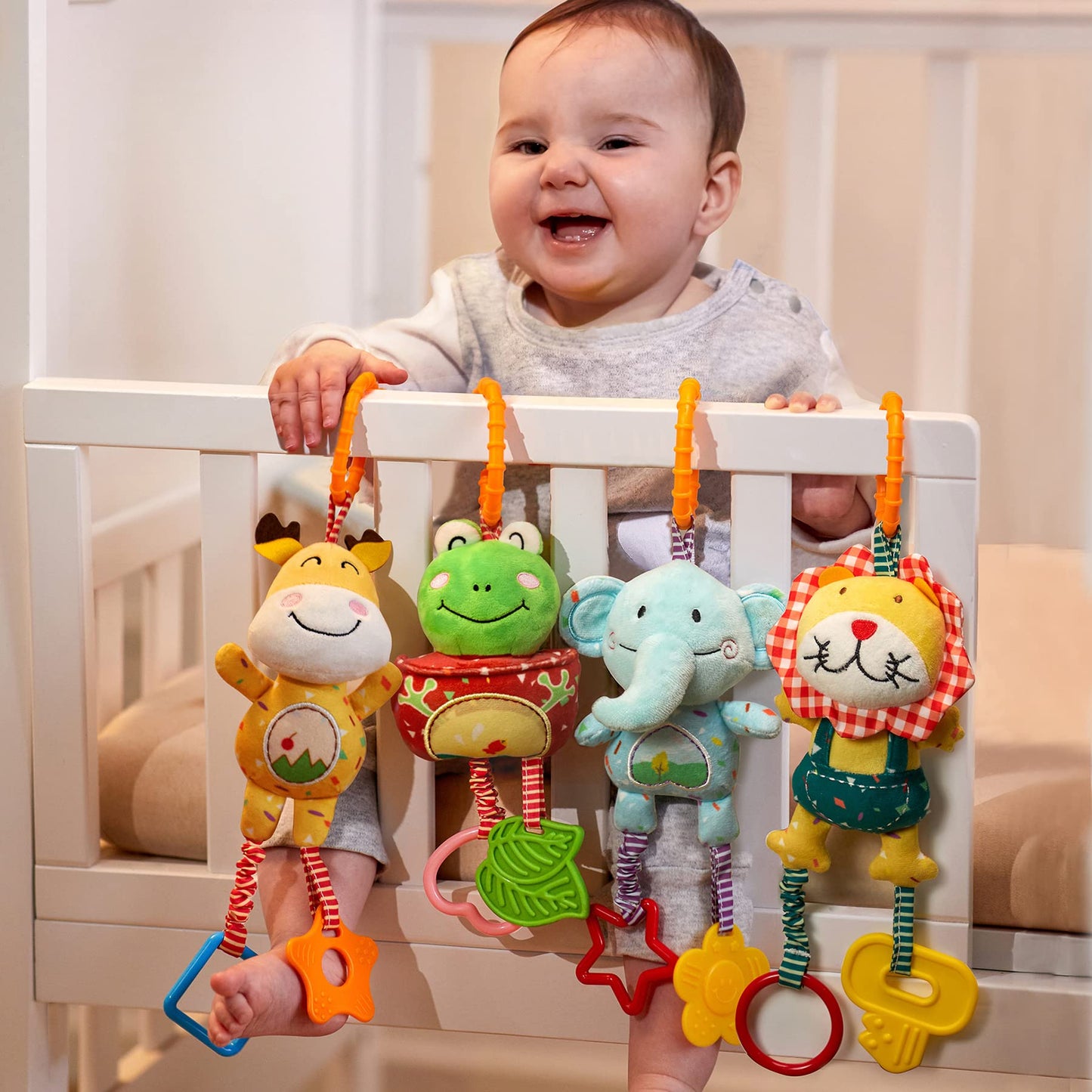 TUMAMA KIDS Baby Toys for 0–12 Months | 4-Pack Plush Handbells & Rattles