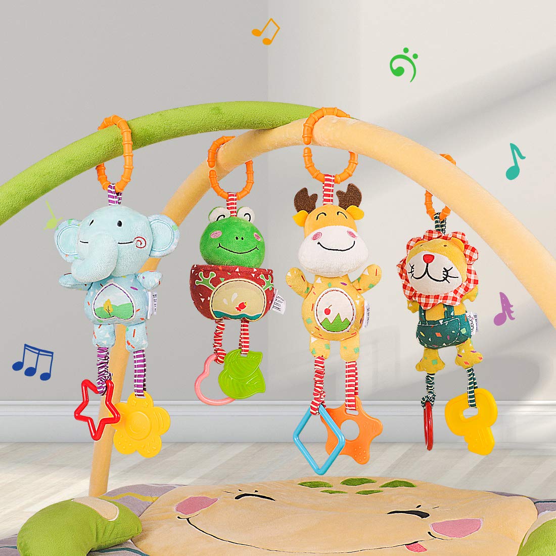 TUMAMA KIDS Baby Toys for 0–12 Months | 4-Pack Plush Handbells & Rattles