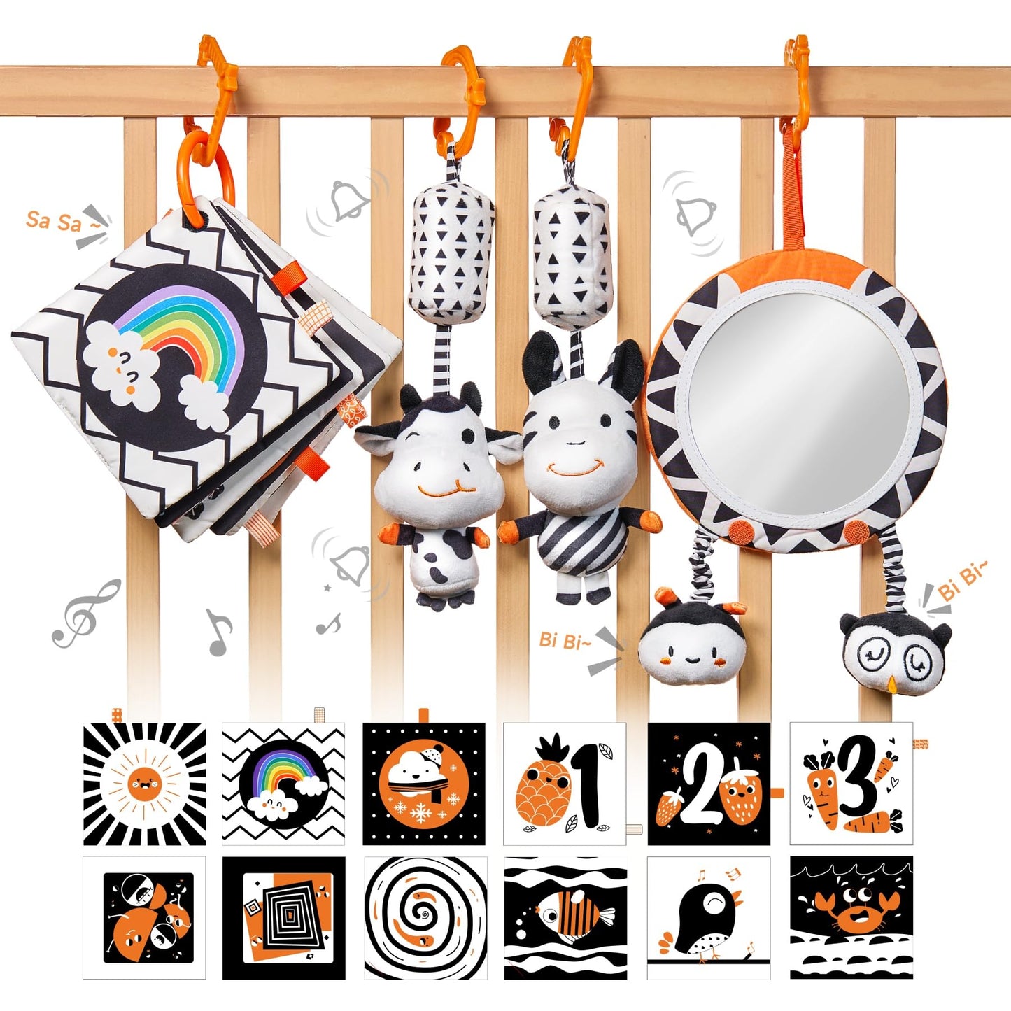 TUMAMA KIDS Black & White Baby Toys — High-Contrast Tummy Time & Montessori Sensory Set