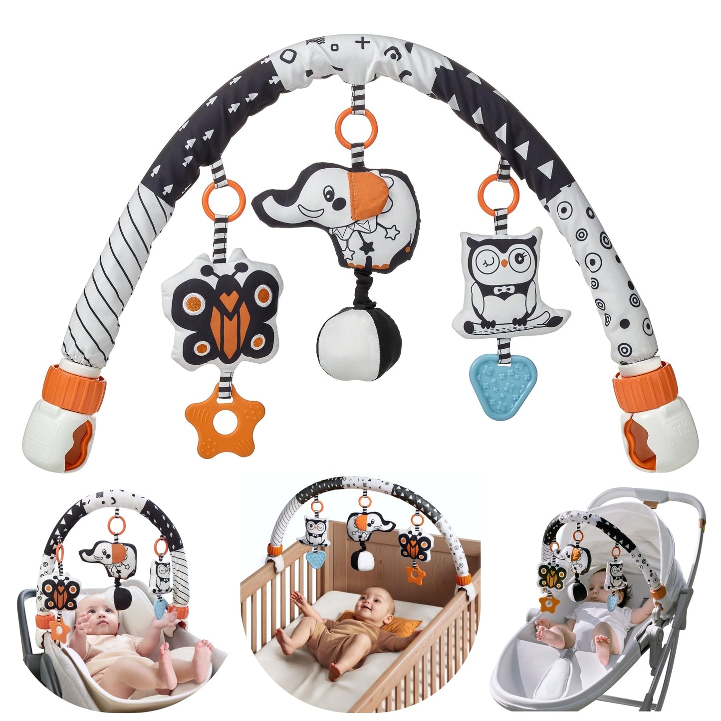 TUMAMA KIDS Baby Car Seat Toys 0-6 Months – Stroller Arch Rattle Set