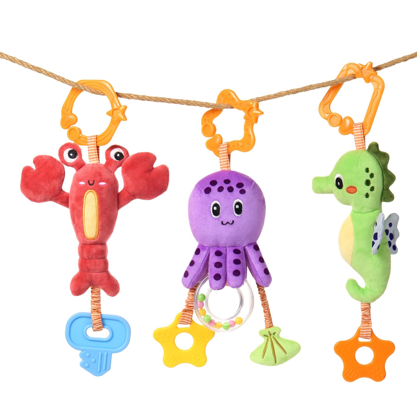 TUMAMA Baby Toys 0-12 Months | Hanging Marine Animal Toys with Teether & Crinkle Rattle