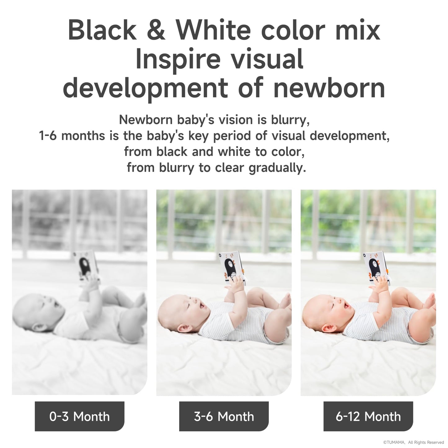 TUMAMA KIDS Black & White Baby Toys — High-Contrast Tummy Time & Montessori Sensory Set