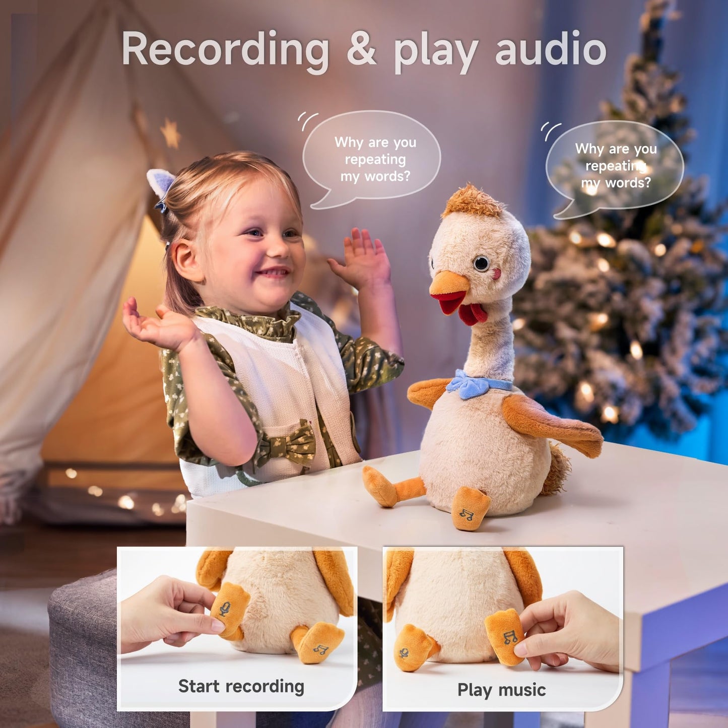 TUMAMA KIDS Dancing Talking Chicken Toy – Interactive Plush Chick for Babies and Kids | Singing, Recording & Repeating
