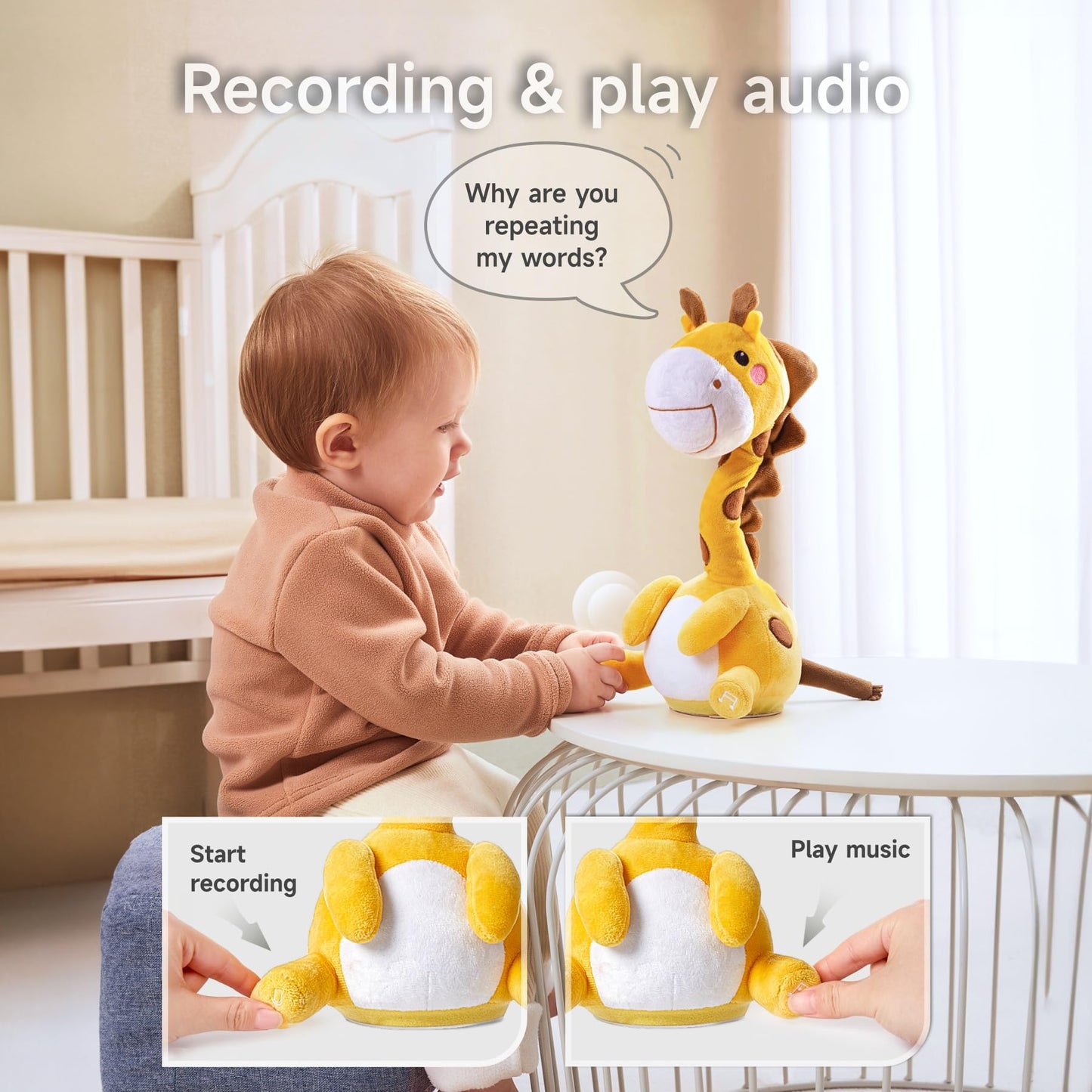 TUMAMA KIDS Dancing Talking Giraffe Toy – Interactive Plush Giraffe That Dances, Sings, and Repeats
