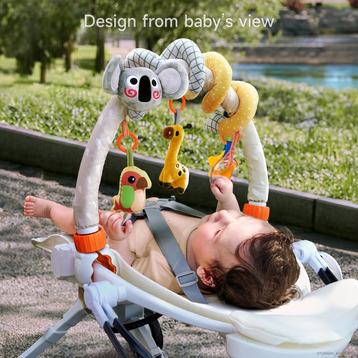 TUMAMA KIDS 2-in-1 Spiral Car Seat Arch Toy for Babies – Detachable Clips, Stroller & Crib Activity Toy