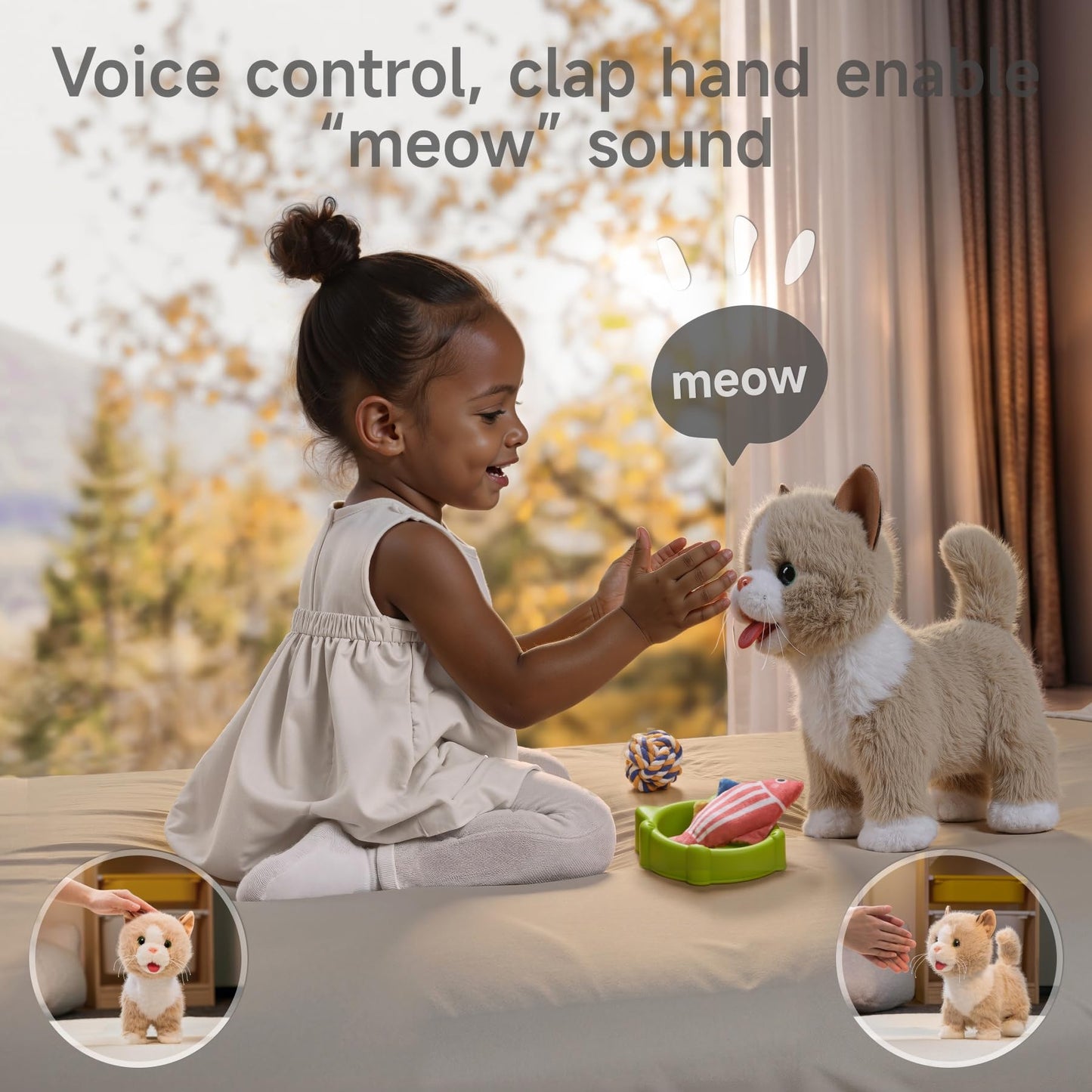 TUMAMA KIDS Walking Talking Cat Set — Interactive Plush Cat with Remote Leash | Gift for Kids 3-7