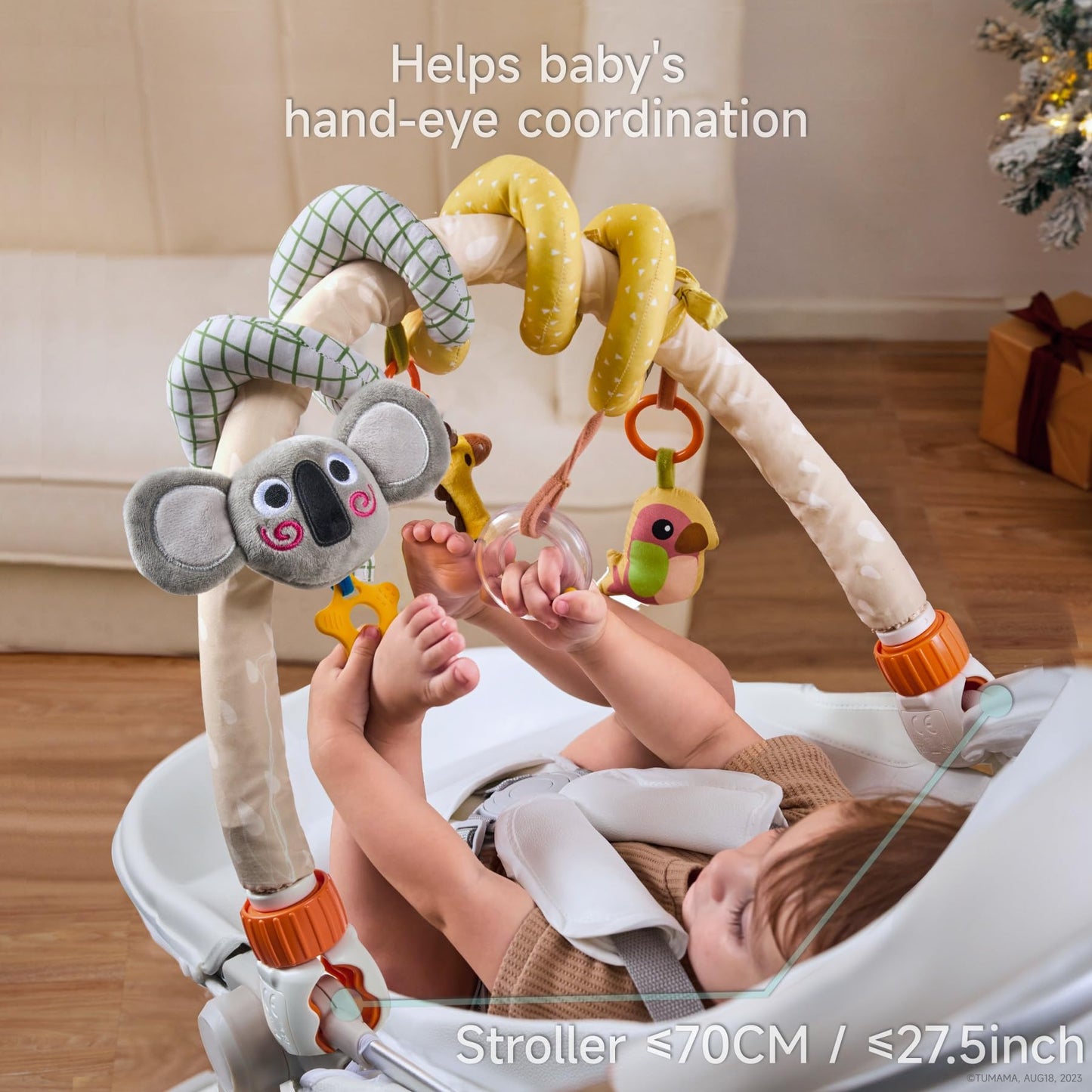 TUMAMA KIDS 2-in-1 Spiral Car Seat Arch Toy for Babies – Detachable Clips, Stroller & Crib Activity Toy