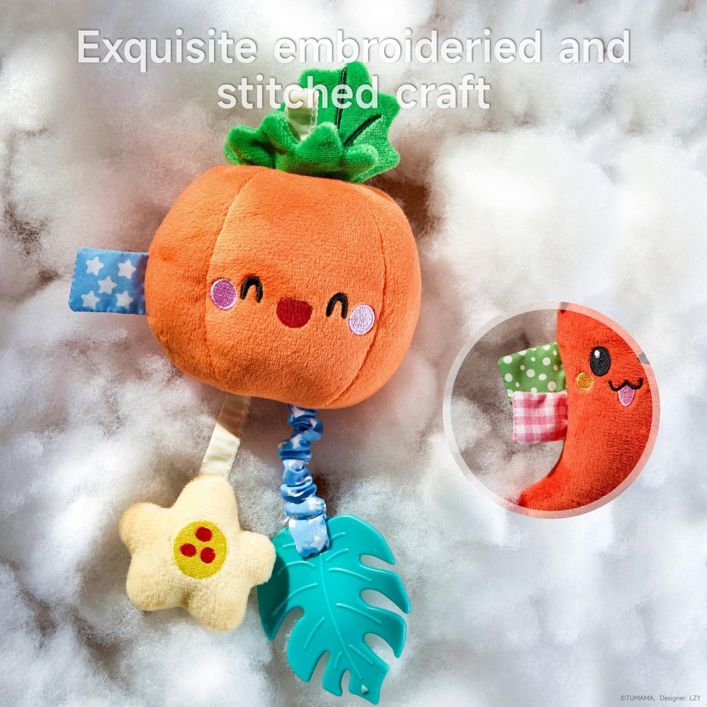 TUMAMA KIDS Hanging Baby Toys 4-Pack Veggie Crib Stroller Rattle Teethers
