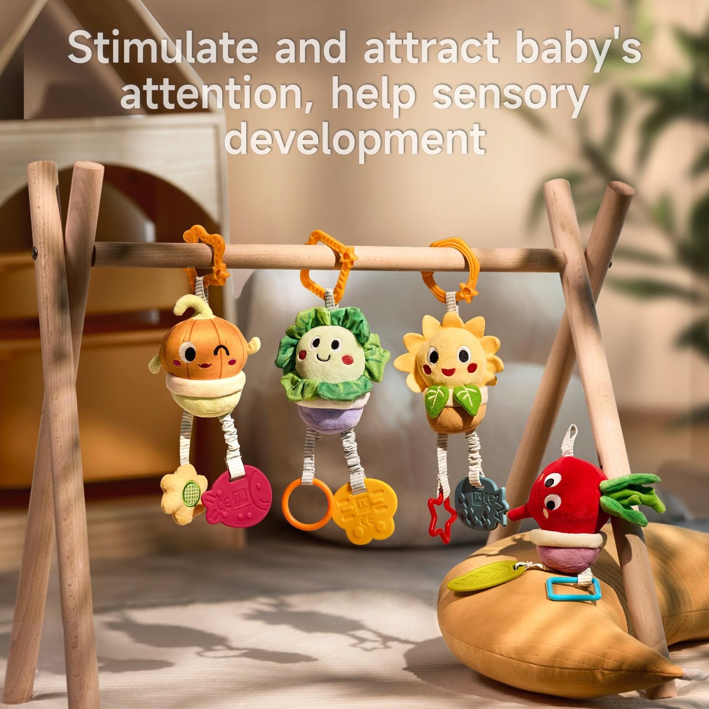 TUMAMA KIDS Baby Toys 0-12 Months | Soft Hanging Teether Rattle, Potted Plant Theme