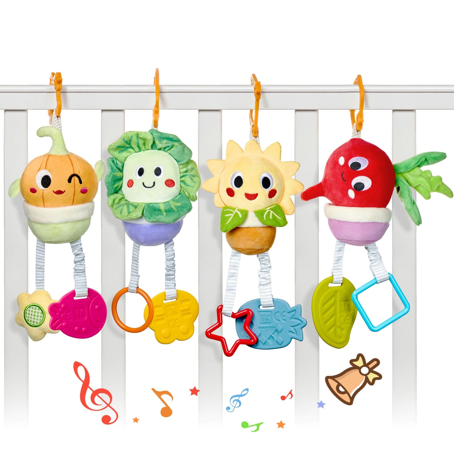 TUMAMA KIDS Baby Toys 0-12 Months | Soft Hanging Teether Rattle, Potted Plant Theme