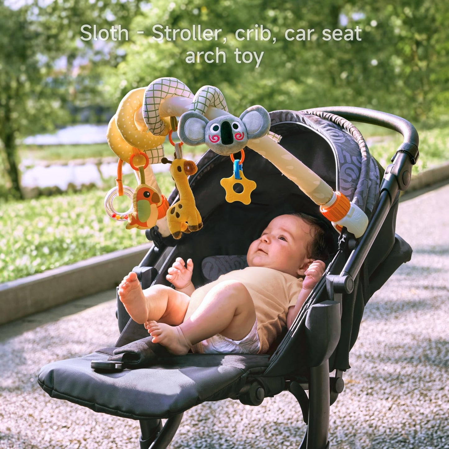 TUMAMA KIDS 2-in-1 Spiral Car Seat Arch Toy for Babies – Detachable Clips, Stroller & Crib Activity Toy