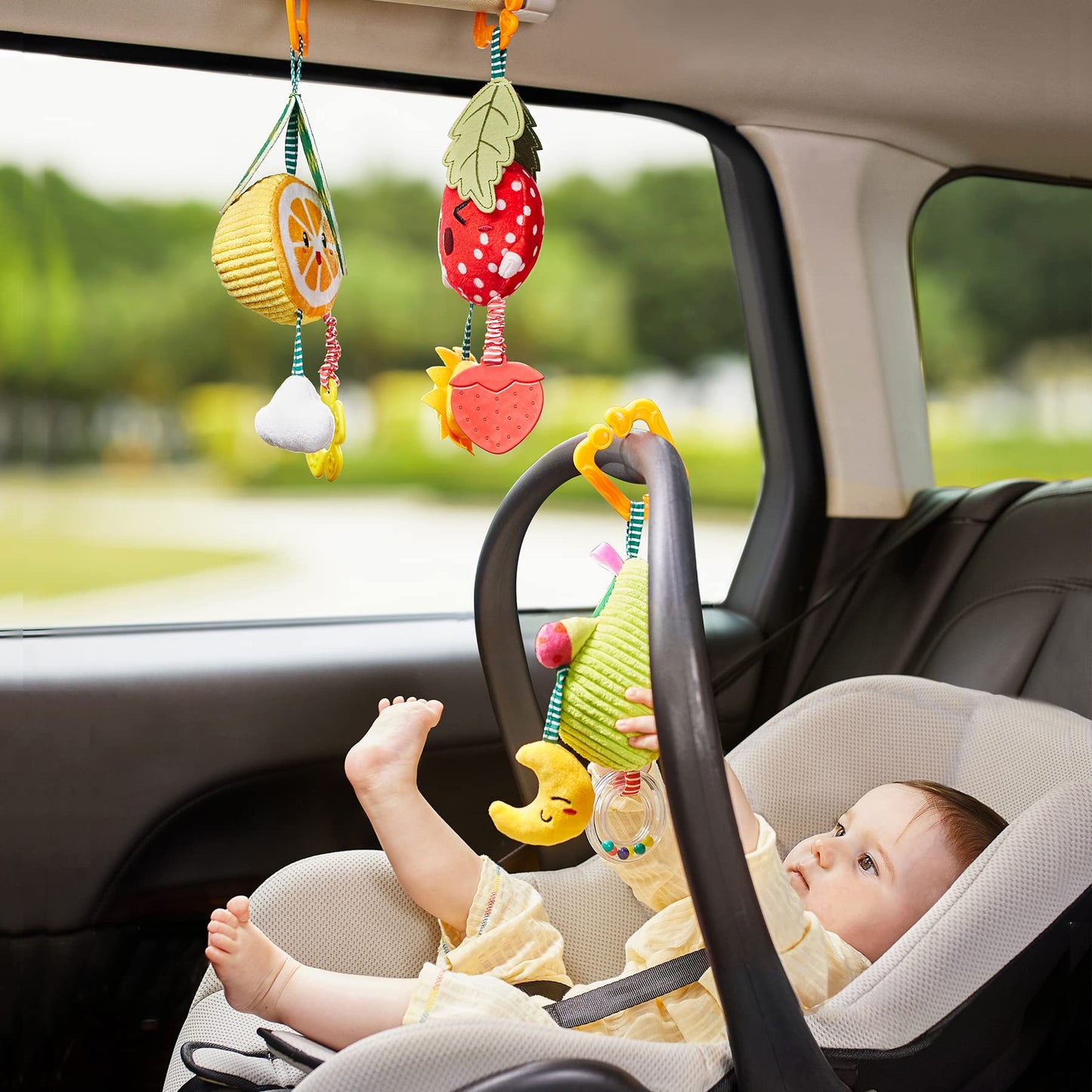 TUMAMA KIDS Hanging Fruit Rattle Set – Plush Baby Toys for 3–12 Months (4 Pack)