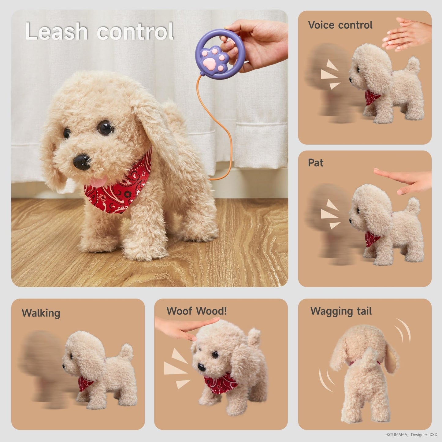 TUMAMA KIDS Remote Control Plush Puppy Toy – Walks, Barks, Dress Up Gift for Ages 3-6