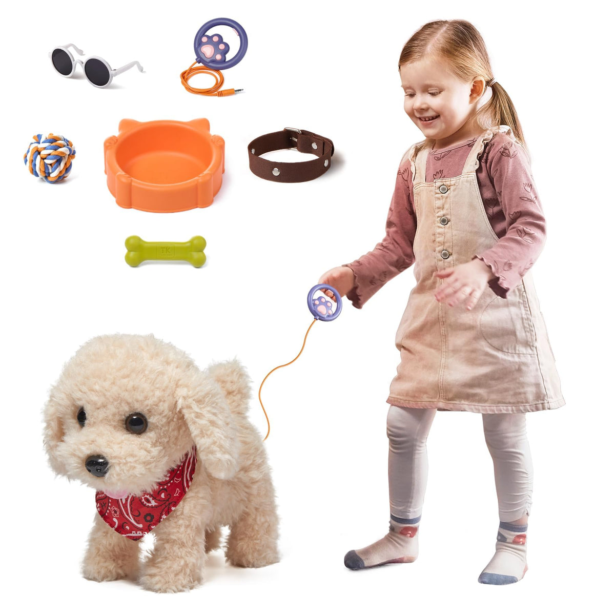 TUMAMA KIDS Remote Control Plush Puppy Toy – Walks, Barks, Dress Up Gift for Ages 3-6