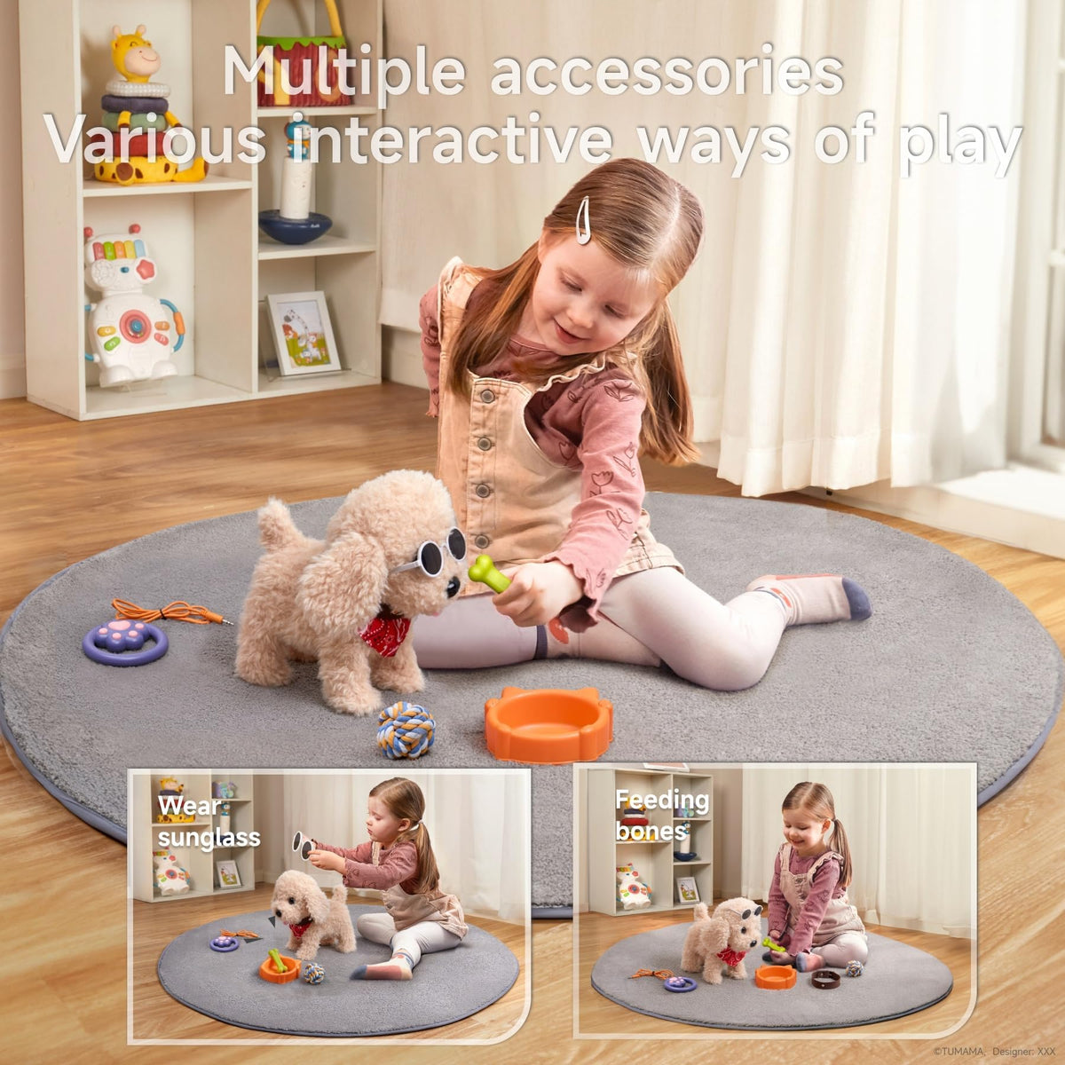 TUMAMA KIDS Remote Control Plush Puppy Toy – Walks, Barks, Dress Up Gift for Ages 3-6