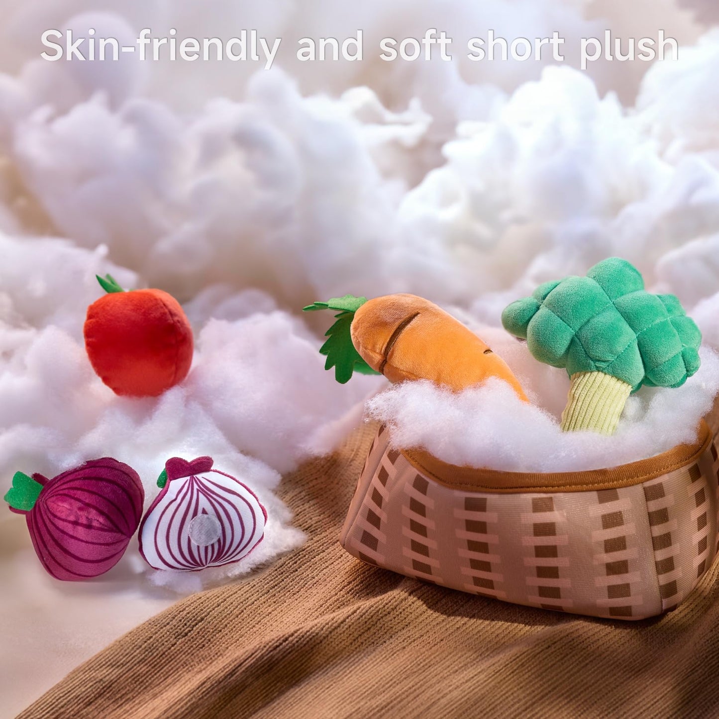 TUMAMA KIDS Plush Veggie Basket Play Set – Soft Sensory Baby Toys for 0–12 Months
