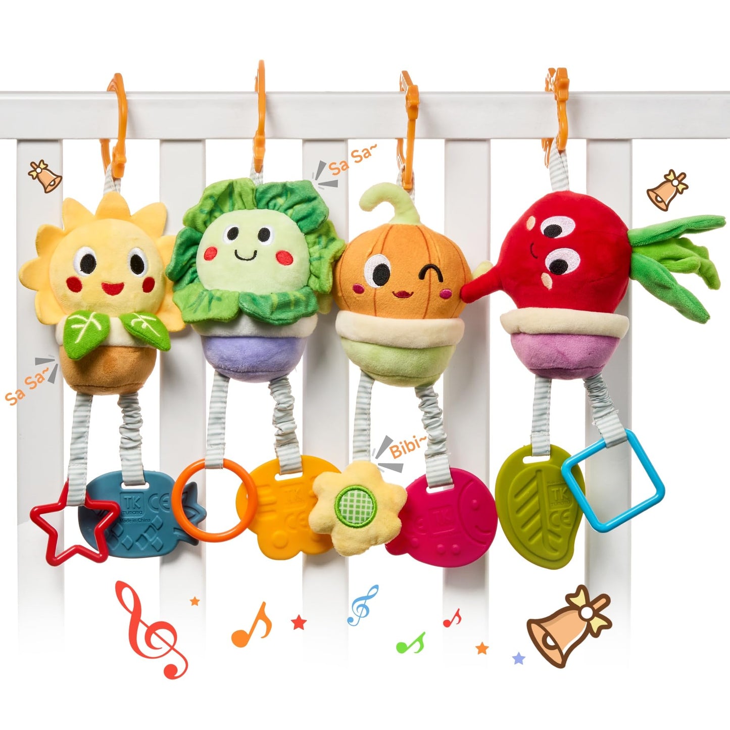 TUMAMA KIDS Baby Toys 0-12 Months | Soft Hanging Teether Rattle, Potted Plant Theme