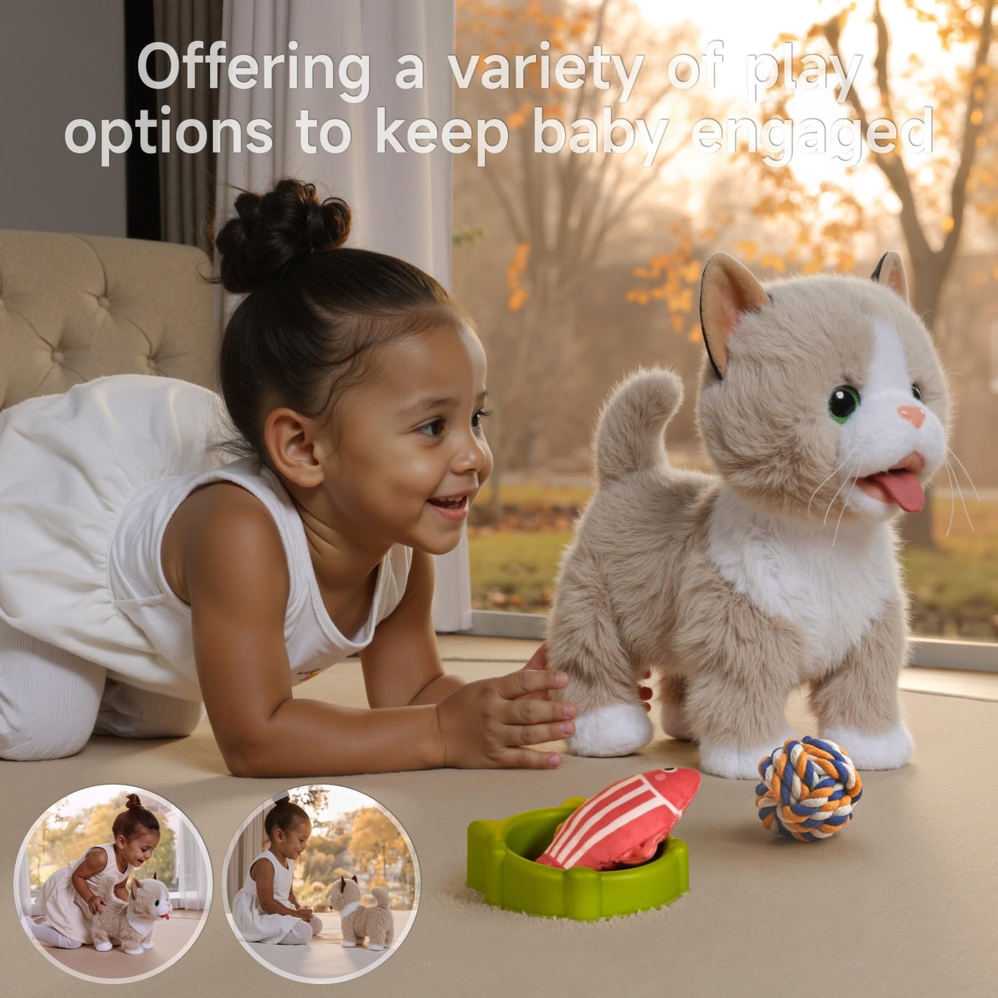 TUMAMA KIDS Walking Talking Cat Set — Interactive Plush Cat with Remote Leash | Gift for Kids 3-7