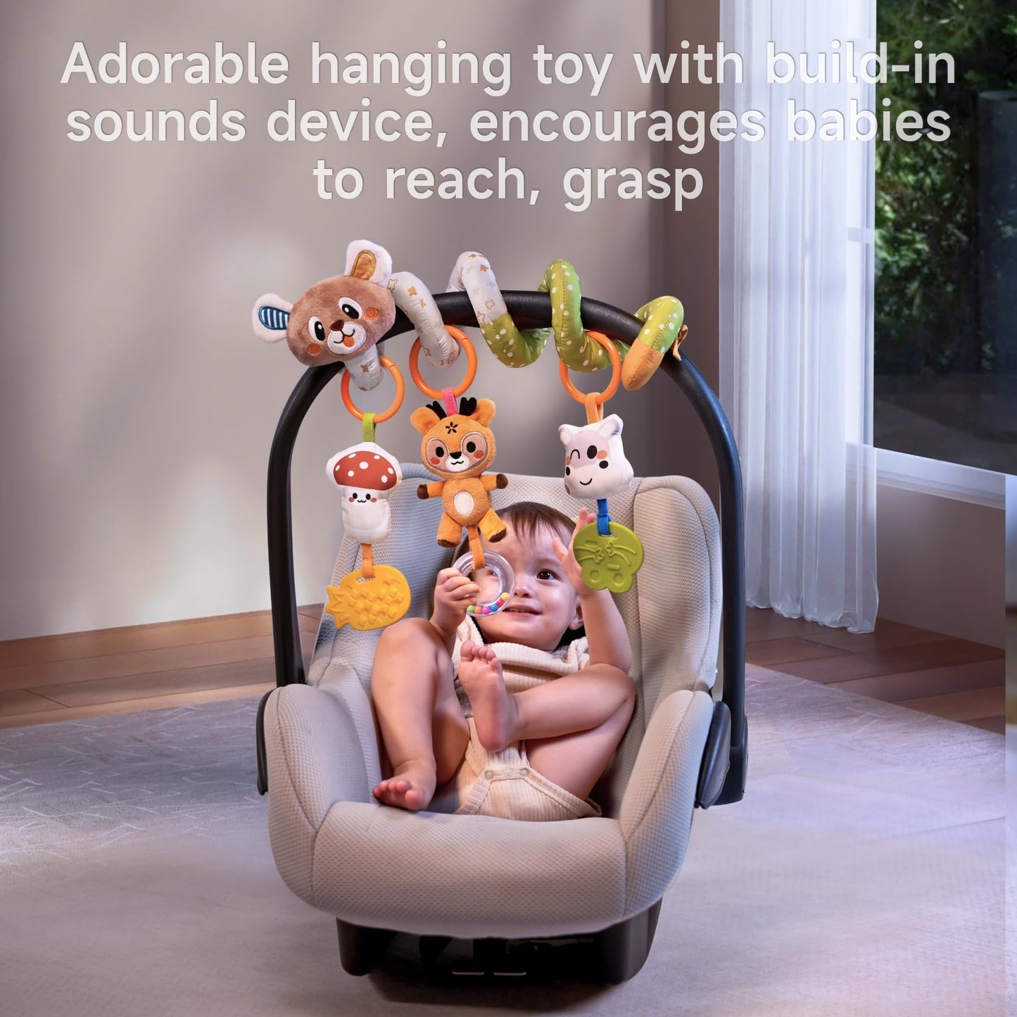 TUMAMA Baby Activity Arch with Bear Spiral Toy – 3-in-1 Crib & Stroller Toy for 0-12 Months