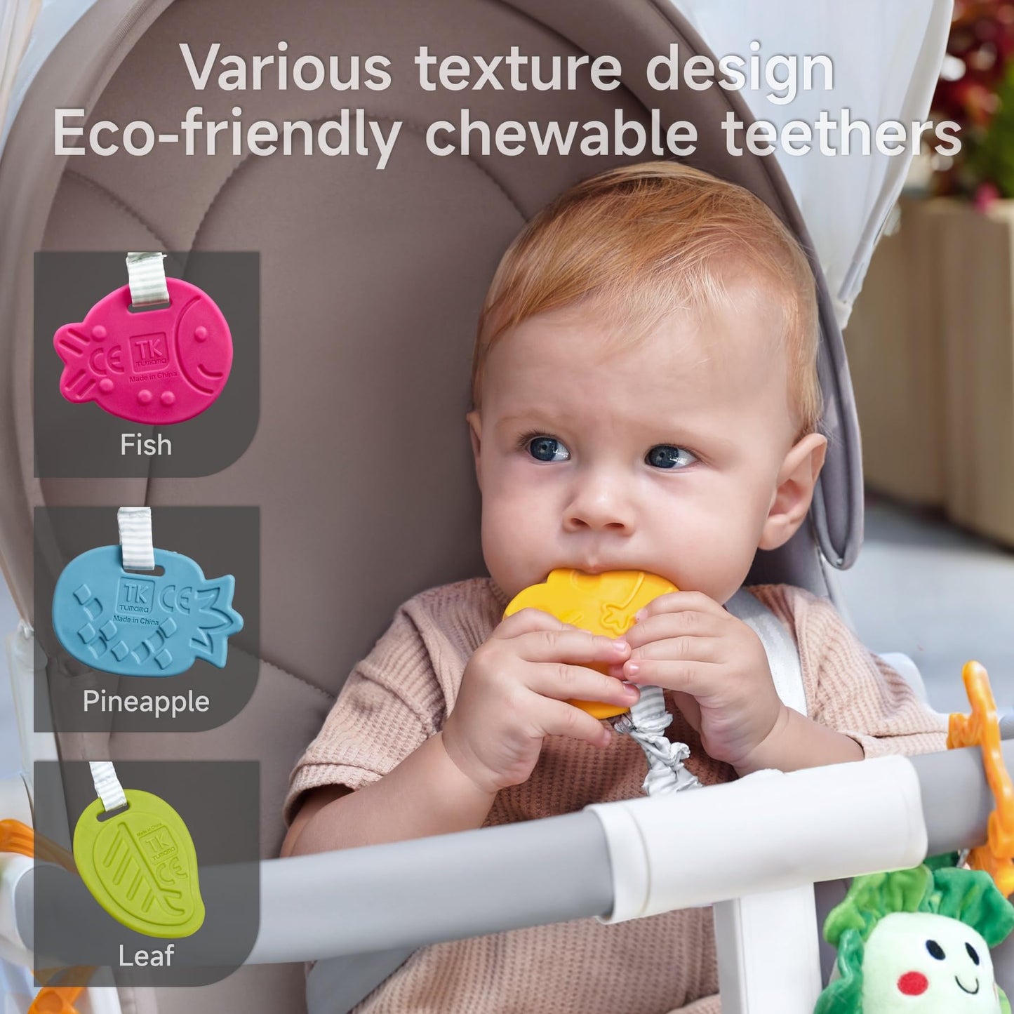 TUMAMA KIDS Baby Toys 0-12 Months | Soft Hanging Teether Rattle, Potted Plant Theme