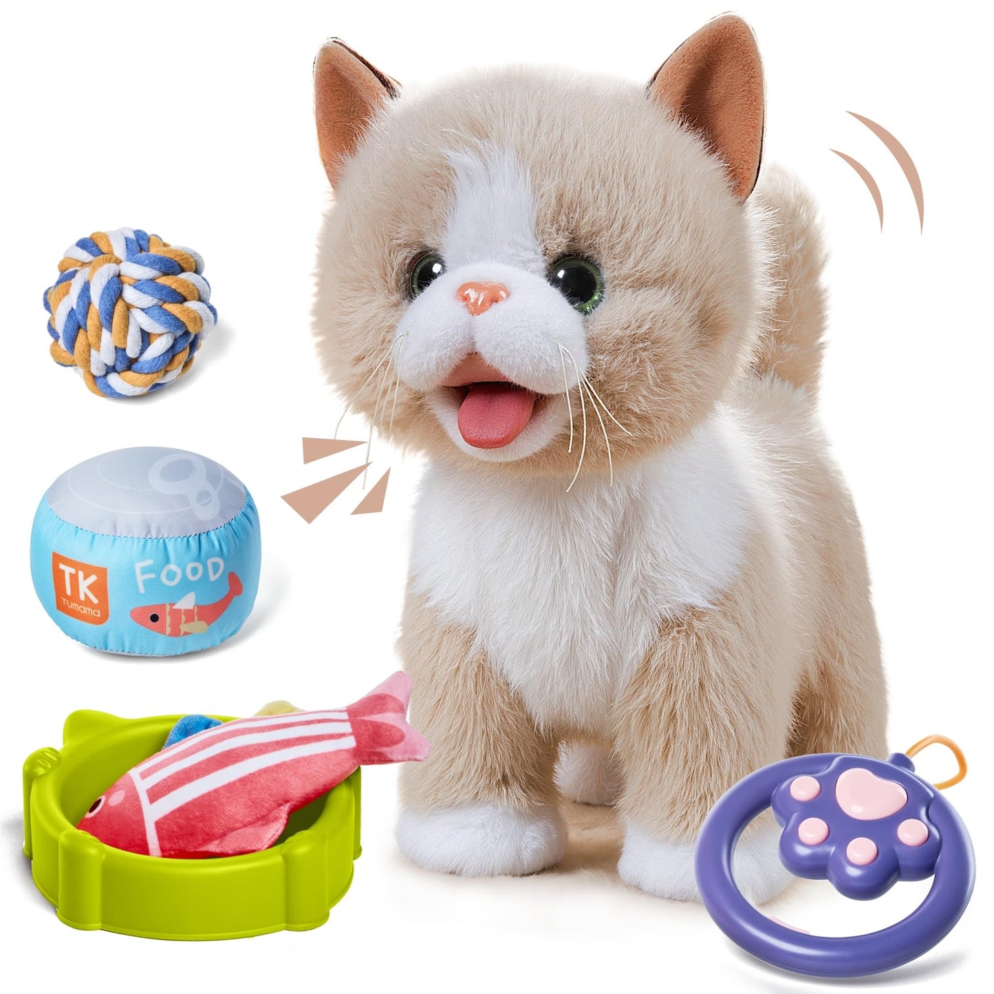 TUMAMA KIDS Walking Talking Cat Set — Interactive Plush Cat with Remote Leash | Gift for Kids 3-7