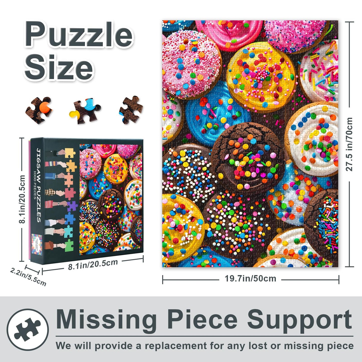 TUMOVO 1000-Piece Candyland Cakes Puzzle for Adults — Bold Sugar-Themed Jigsaw, 27.5 x 19.7 in