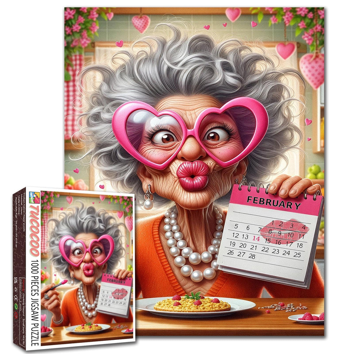 Tumovo Happy Grandma 1000-Piece Puzzle – Pink Valentines Day Gift for Adults