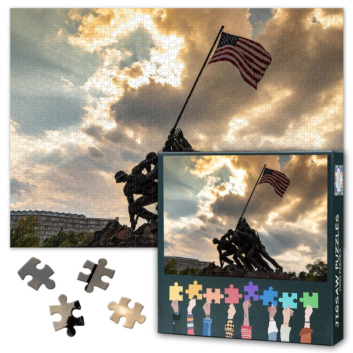 TUMOVO 1000-Piece US Marine Corps War Memorial Puzzle – Arlington VA (27.5 x 19.7 in)